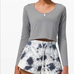 Lululemon Grey Cropped Henley Long Sleeve